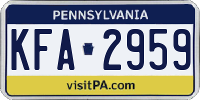 PA license plate KFA2959