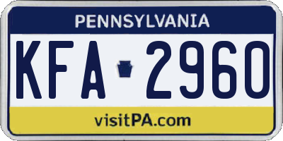 PA license plate KFA2960