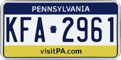PA license plate KFA2961