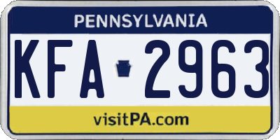 PA license plate KFA2963