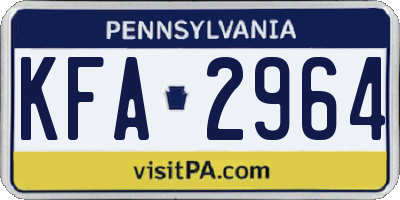 PA license plate KFA2964