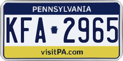 PA license plate KFA2965