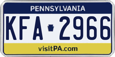 PA license plate KFA2966