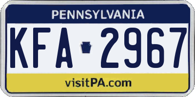 PA license plate KFA2967
