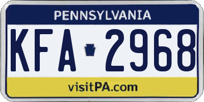 PA license plate KFA2968