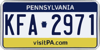 PA license plate KFA2971