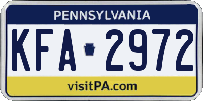 PA license plate KFA2972