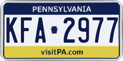 PA license plate KFA2977