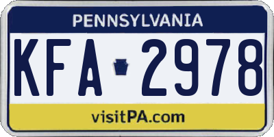 PA license plate KFA2978