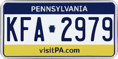 PA license plate KFA2979