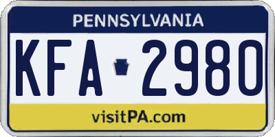 PA license plate KFA2980