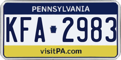 PA license plate KFA2983