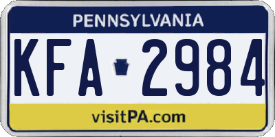PA license plate KFA2984