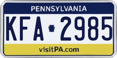 PA license plate KFA2985