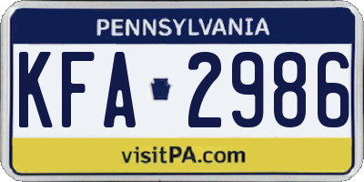 PA license plate KFA2986