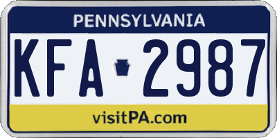 PA license plate KFA2987
