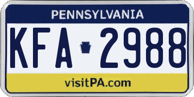 PA license plate KFA2988