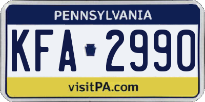 PA license plate KFA2990