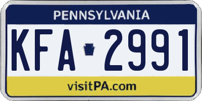 PA license plate KFA2991