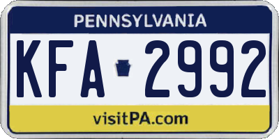 PA license plate KFA2992