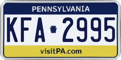 PA license plate KFA2995