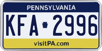 PA license plate KFA2996