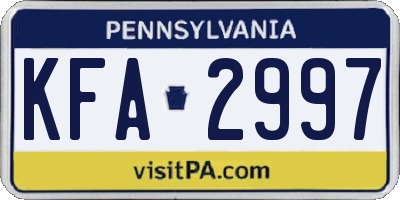 PA license plate KFA2997