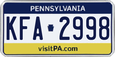PA license plate KFA2998