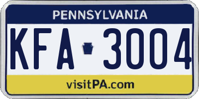 PA license plate KFA3004