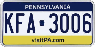 PA license plate KFA3006