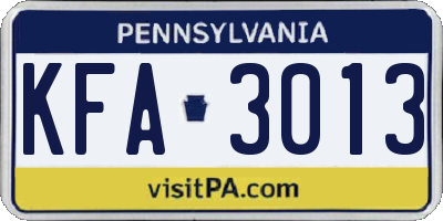 PA license plate KFA3013