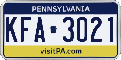 PA license plate KFA3021