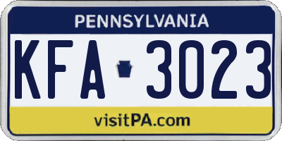 PA license plate KFA3023