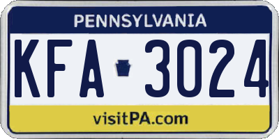 PA license plate KFA3024