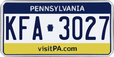 PA license plate KFA3027
