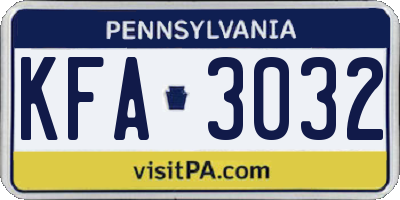 PA license plate KFA3032