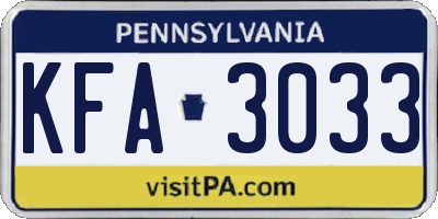 PA license plate KFA3033