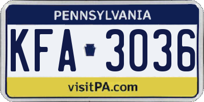 PA license plate KFA3036