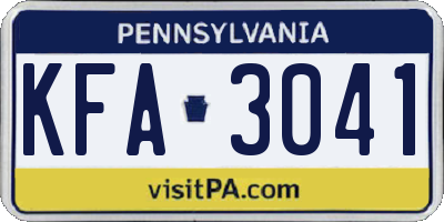 PA license plate KFA3041