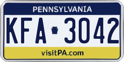 PA license plate KFA3042