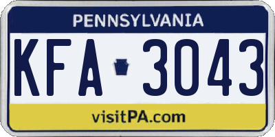 PA license plate KFA3043