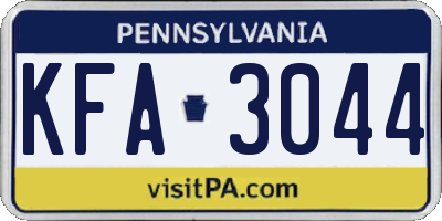 PA license plate KFA3044