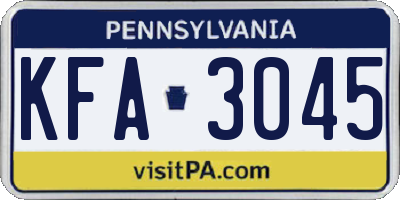 PA license plate KFA3045