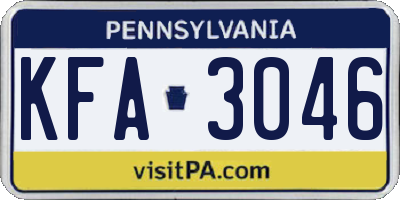 PA license plate KFA3046