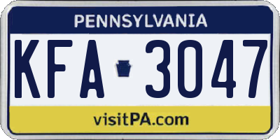 PA license plate KFA3047