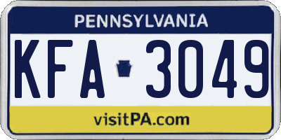 PA license plate KFA3049