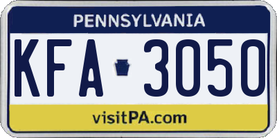 PA license plate KFA3050
