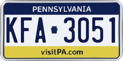 PA license plate KFA3051