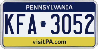 PA license plate KFA3052