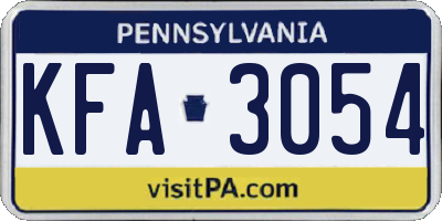 PA license plate KFA3054